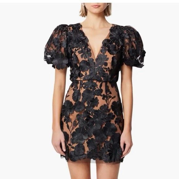 NWT Elliatt Rosalind Dress Black Lace Holiday Party Wedding Guest   $370 - Picture 4 of 8